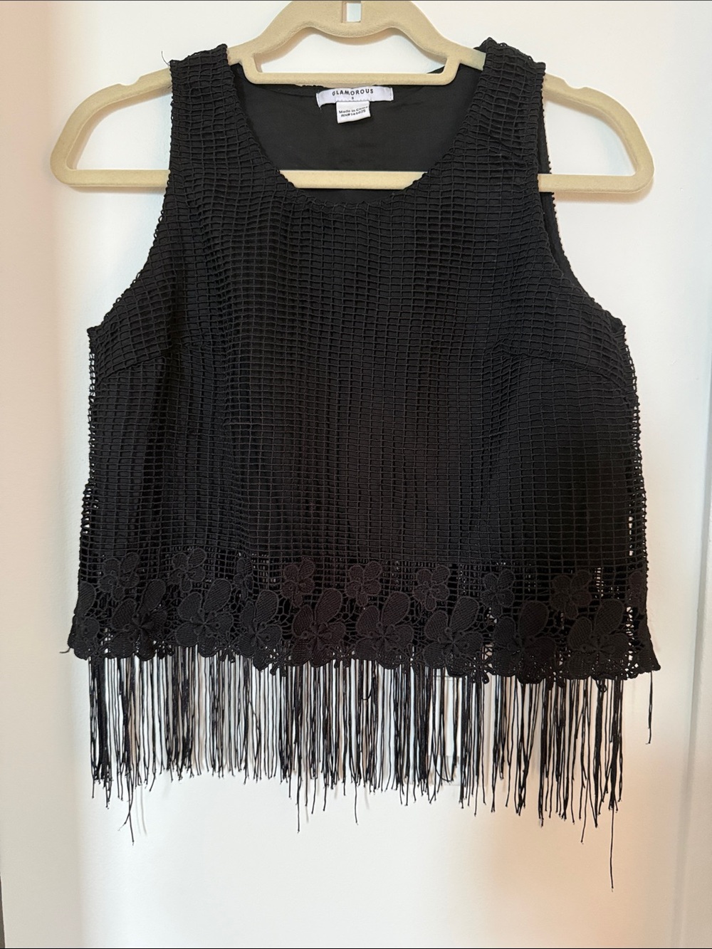 Glamorous Black Fringe Tank